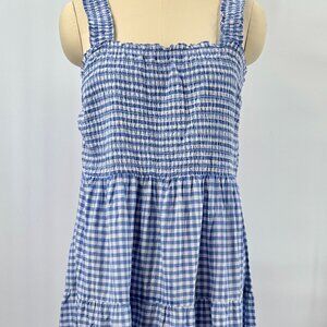 new Beachlunchlounge blue white check sundress maxi tank plaid L